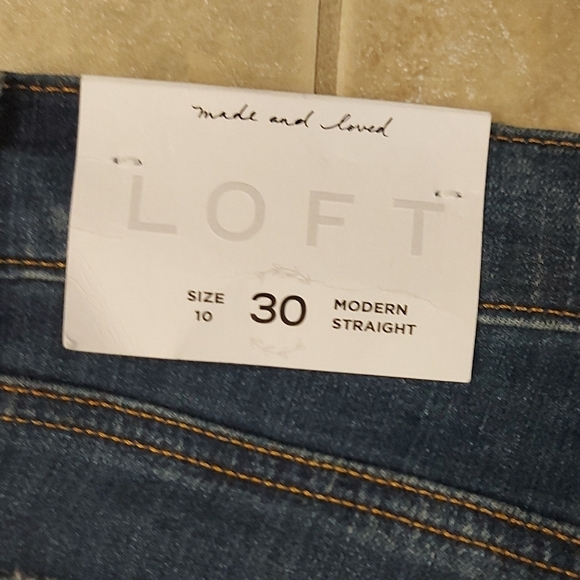 LOFT Medium Blue Distressed Straight Leg Jeans - Picture 9 of 11